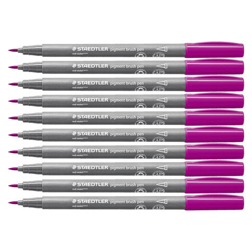 Staedtler 371 Pigment Arts Brush Pen Red Violet Pack of 10
