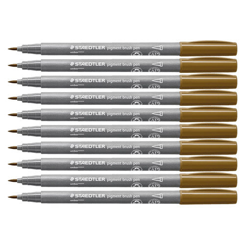 Staedtler 371 Pigment Arts Brush Pen Umber Pack of 10