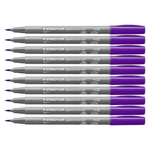 Staedtler 371 Pigment Arts Brush Pen Violet Pack of 10