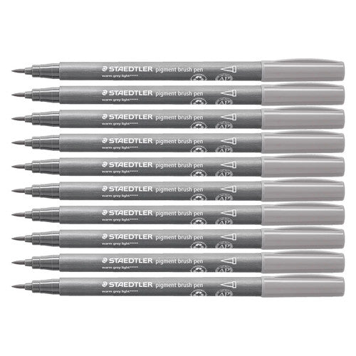 Staedtler 371 Pigment Arts Brush Pen Warm Grey Light Pack of 10