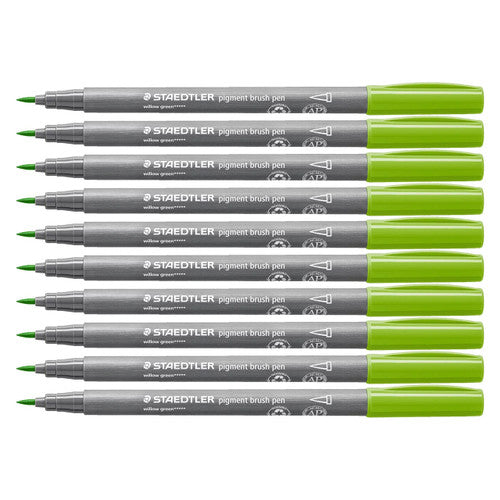 Staedtler 371 Pigment Arts Brush Pen Willow Green Pack of 10
