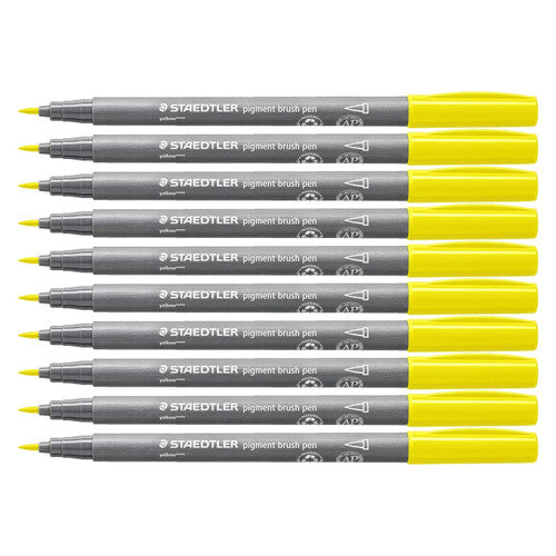 Staedtler 371 Pigment Arts Brush Pen Yellow Pack of 10