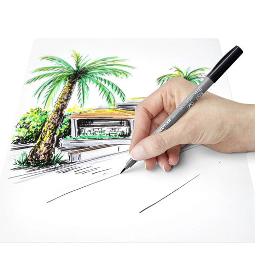 Staedtler 372 Pigment Arts Soft Brush Pen Cool Grey Dark Pack of 10