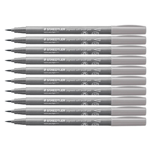 Staedtler 372 Pigment Arts Soft Brush Pen Warm Grey Light Pack of 10