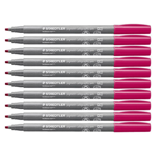 Staedtler 375 Pigment Arts Calligraphy Pen Bordeaux Pack of 10
