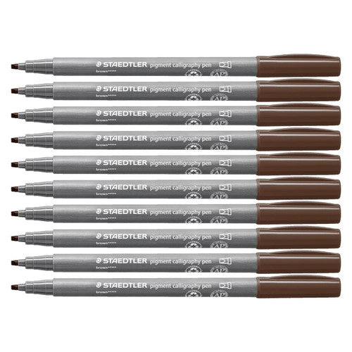 Staedtler 375 Pigment Arts Calligraphy Pen Brown Pack of 10