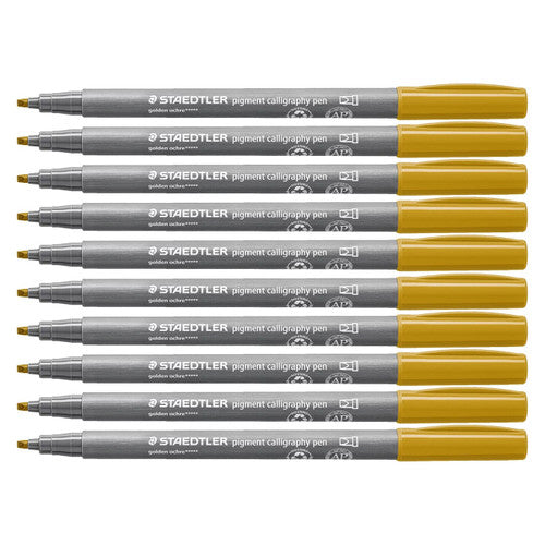 Staedtler 375 Pigment Arts Calligraphy Pen Golden Ochre Pack of 10