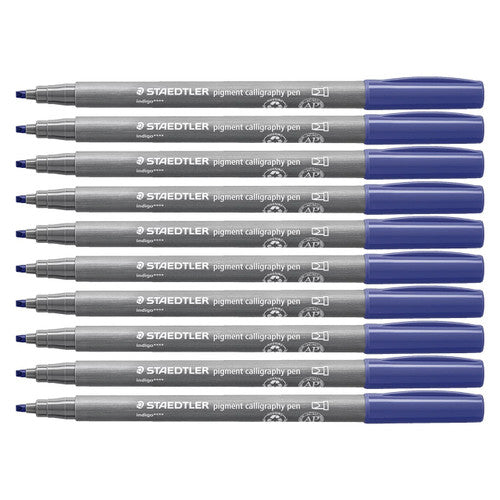 Staedtler 375 Pigment Arts Calligraphy Pen Indigo Blue Pack of 10