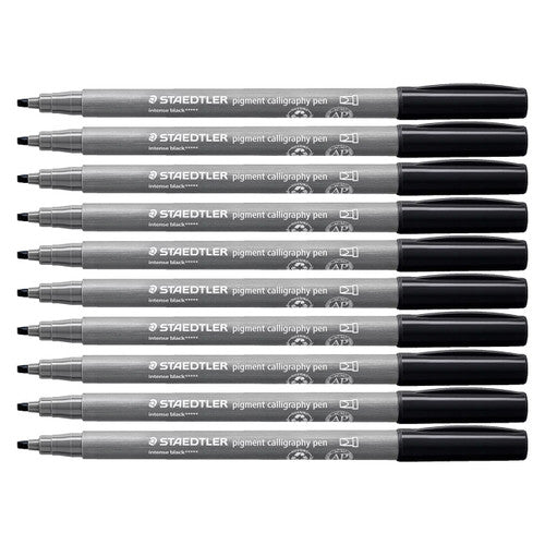 Staedtler 375 Pigment Arts Calligraphy Pen Intense Black Pack of 10