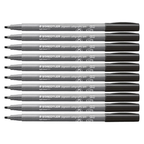 Staedtler 375 Pigment Arts Calligraphy Pen Light Black Pack of 10