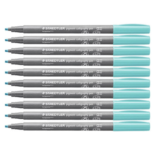 Staedtler 375 Pigment Arts Calligraphy Pen Turquoise Pack of 10