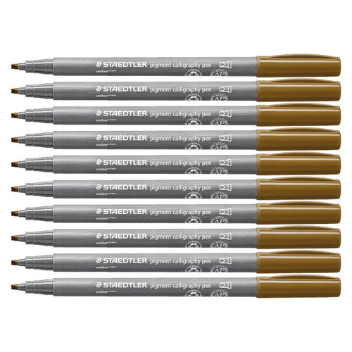 Staedtler 375 Pigment Arts Calligraphy Pen Umber Pack of 10