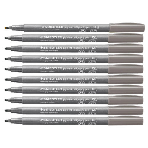 Staedtler 375 Pigment Arts Calligraphy Pen Warm Grey Medium Pack of 10