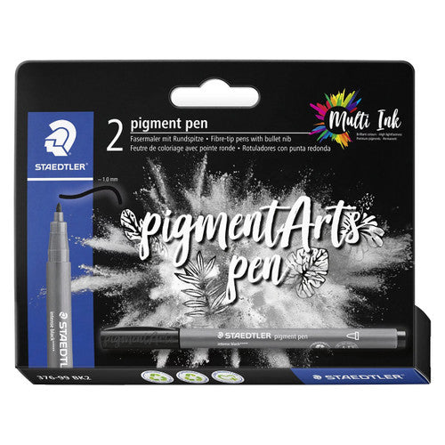 Staedtler 376 Pigment Arts Pen Bullet Tip Intense Black Pack of 10