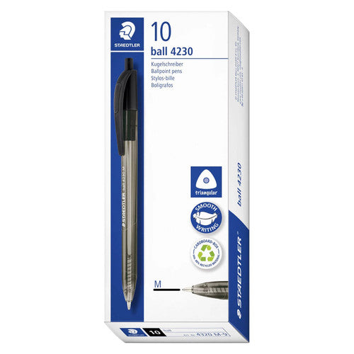 Staedtler 4230 M Retractable Triangular Ballpoint Pen Medium Black Pack of 10