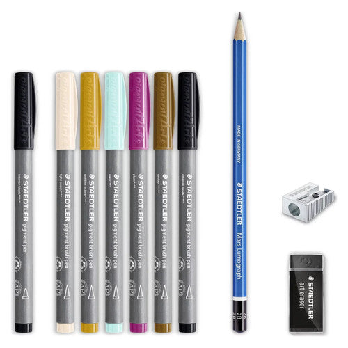 Staedtler 371 Design Journey Pigment Arts Brush Line Art x Botanical Set