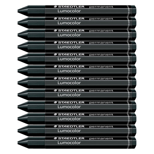 Staedtler Lumocolor Permanent Omnigraph Crayon Black Pack of 12