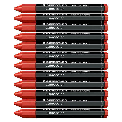 Staedtler Lumocolor Permanent Omnigraph Crayon Red Pack of 12