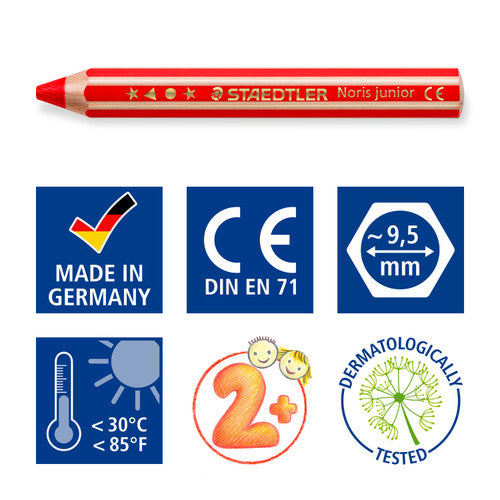 Staedtler Noris Junior 3 in 1 Pencils Box of 6 Assorted Colours 140 C6