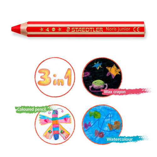 Staedtler Noris Junior 3 in 1 Pencils Box of 6 Assorted Colours 140 C6