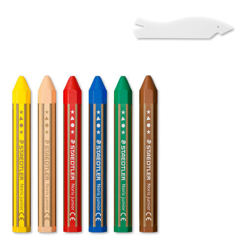 Staedtler Noris Junior Wax Crayons Box of 6 Assorted Colours 224 C6