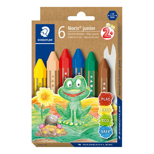 Staedtler Noris Junior Wax Crayons Box of 6 Assorted Colours 224 C6
