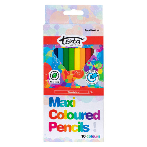 Texta Maxi Triangular Coloured Pencils Assorted Box of 10