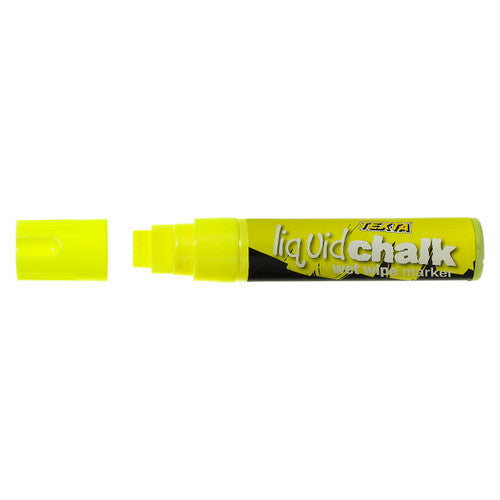 Texta Jumbo Liquid Chalk Marker Wet Wipe Chisel 15mm Yellow Pack of 1