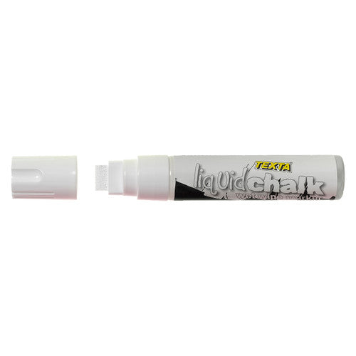 Texta Jumbo Liquid Chalk Marker Wet Wipe Chisel 15mm White Pack of 1