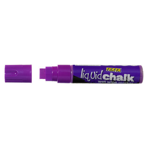 Texta Jumbo Liquid Chalk Marker Wet Wipe Chisel 15mm Purple Pack of 1