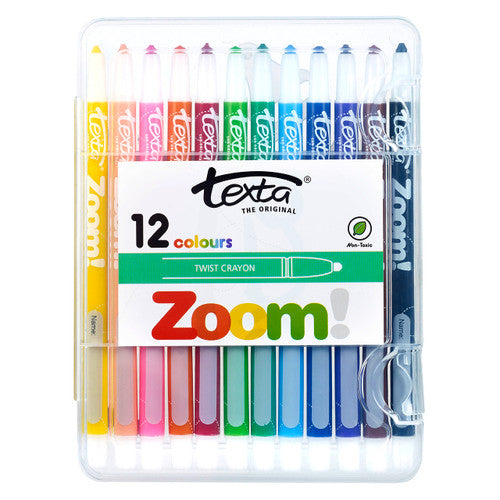 Texta Zoom Twist Crayons Assorted Wallet of 12 Box of 10