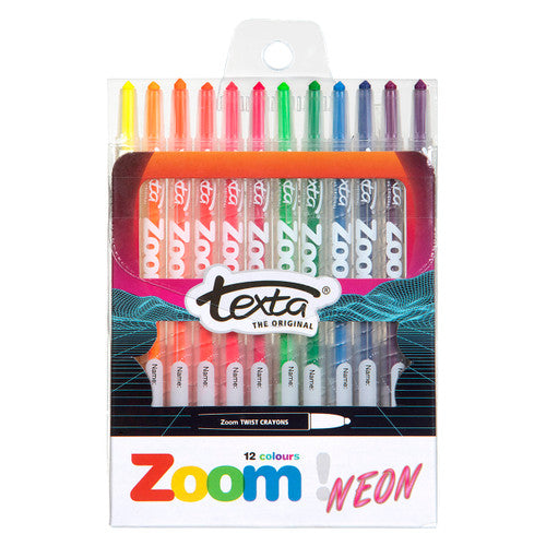 Texta Zoom Twist Crayons Neon Wallet of 12 Carton of 10