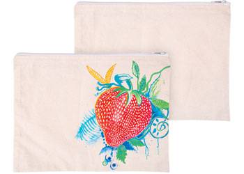 Zart Calico Zip Pouch A3 Undyed Cotton with Zip Closure-1