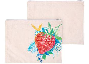Zart Calico Zip Pouch A3 Undyed Cotton with Zip Closure