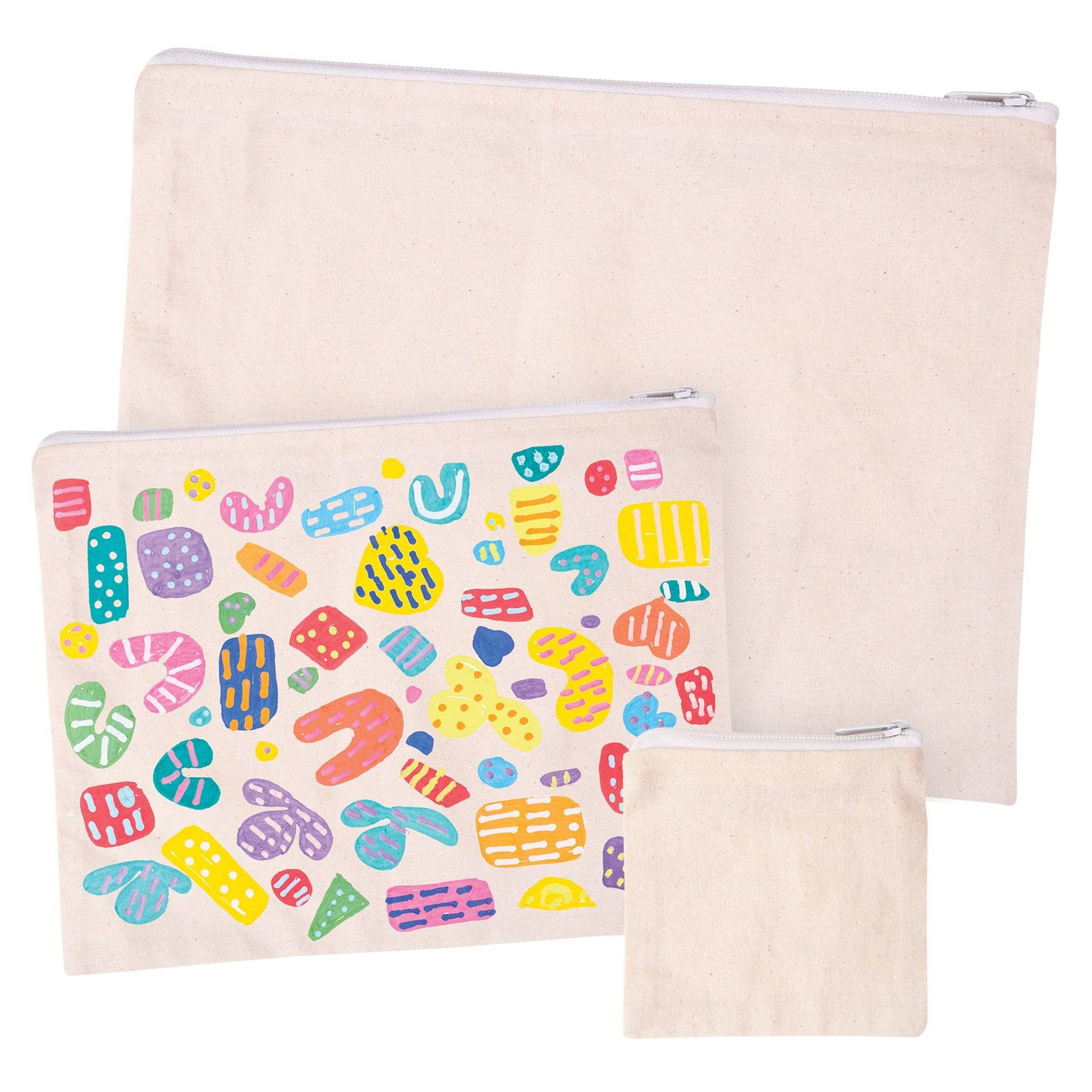 Zart Calico Zip Pouch 12 x 12cm Undyed Cotton with Zip Closure-1