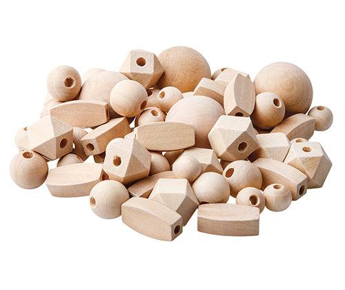 Zart Wooden Natural Beads Assorted Pack of 92-1