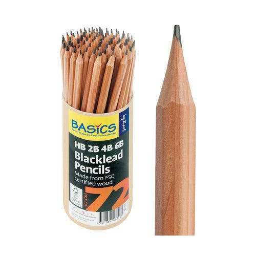 Tub of Zart Basics blacklead pencils beside a sharpened pencil