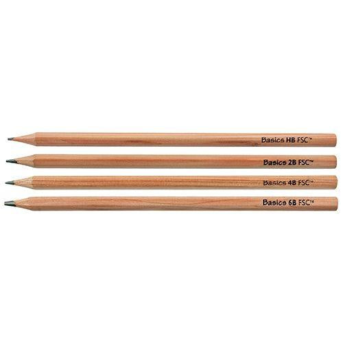 Four Zart Basics blacklead pencils laid side by side