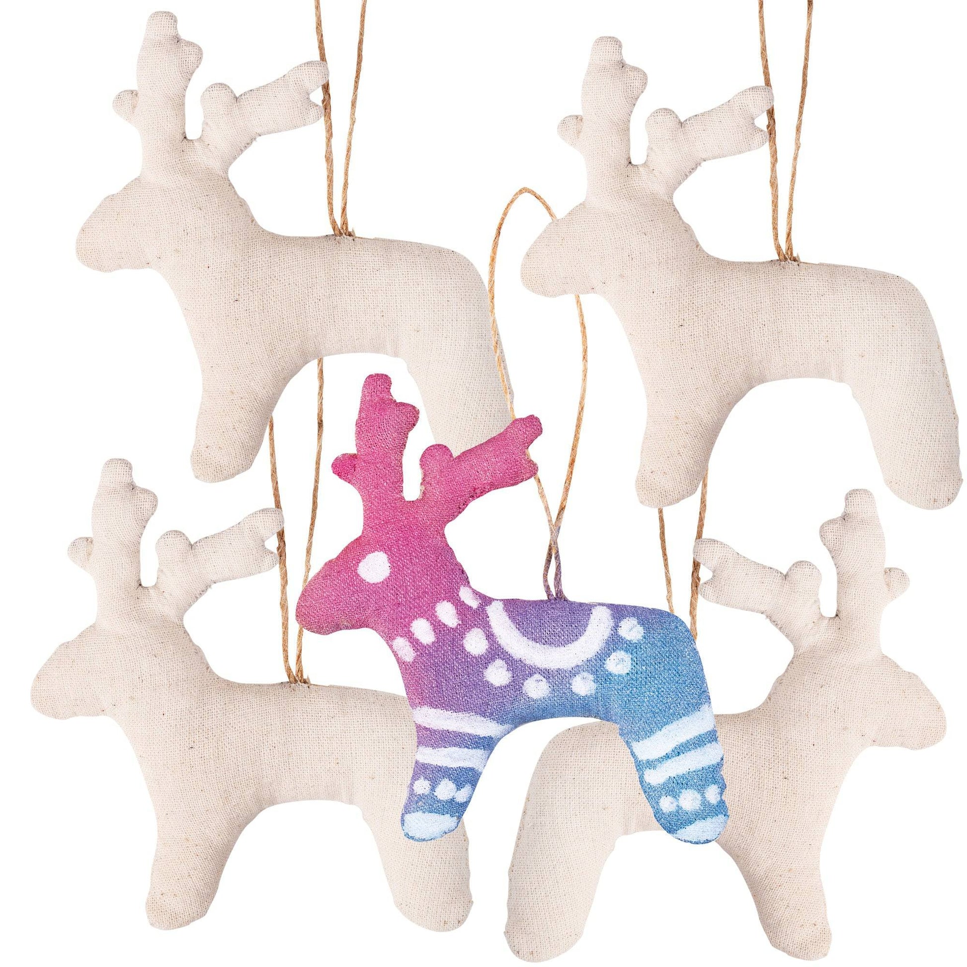 Zart Calico Reindeers Pack of 5 Pre Sewn and Filled 10cm Blank Shapes-1