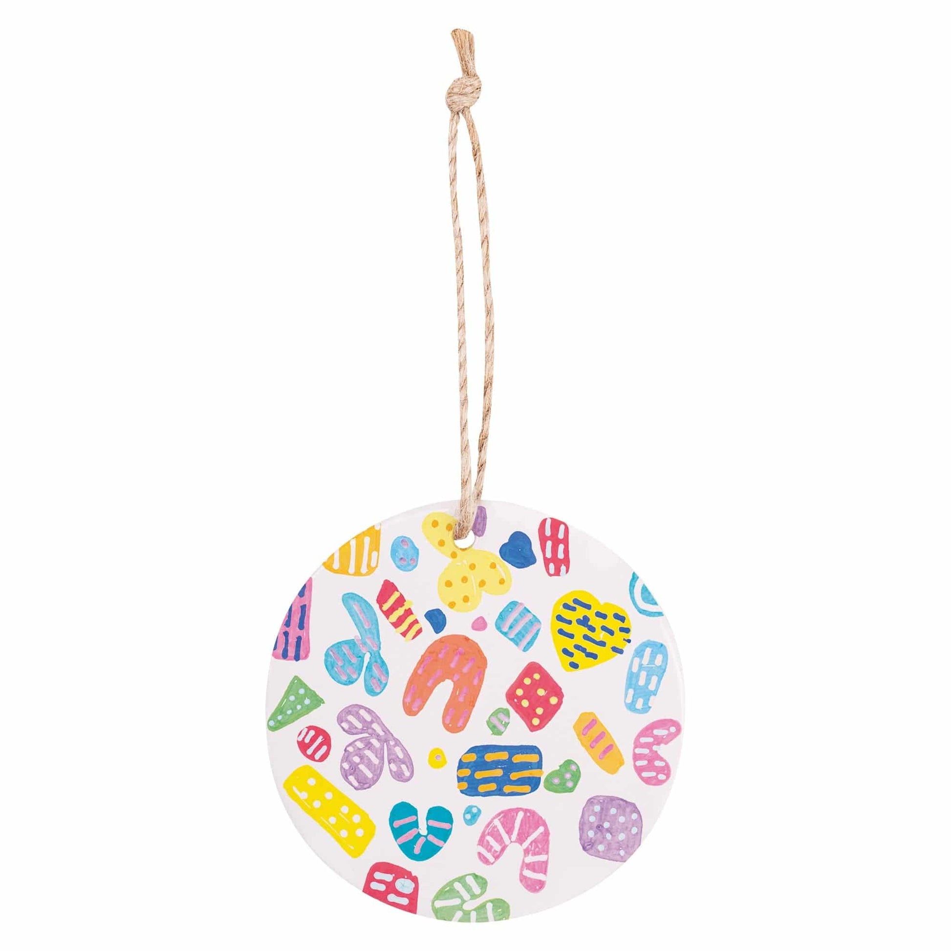 Zart Ceramic Round Shapes Pack of 10 Decorate-Your-Own Ornaments with Hanger-4
