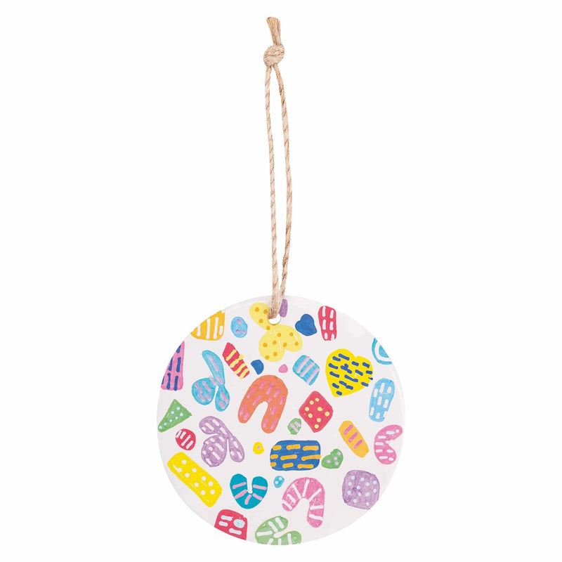 Zart Ceramic Round Shapes Pack of 10 Decorate-Your-Own Ornaments with Hanger-4