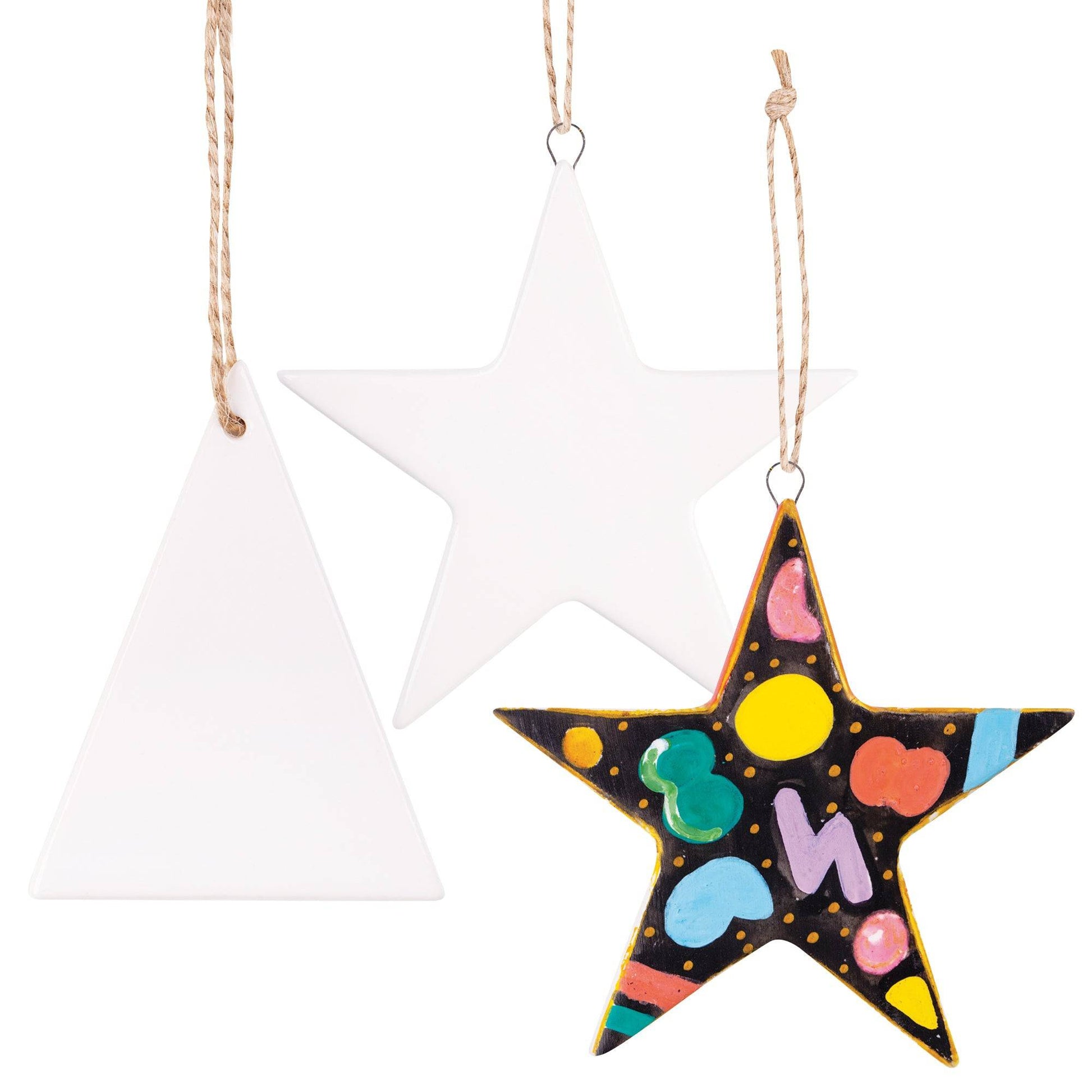 Zart Ceramic Star and Triangle Shapes Pack of 10 Decorate-Your-Own Ornaments-1