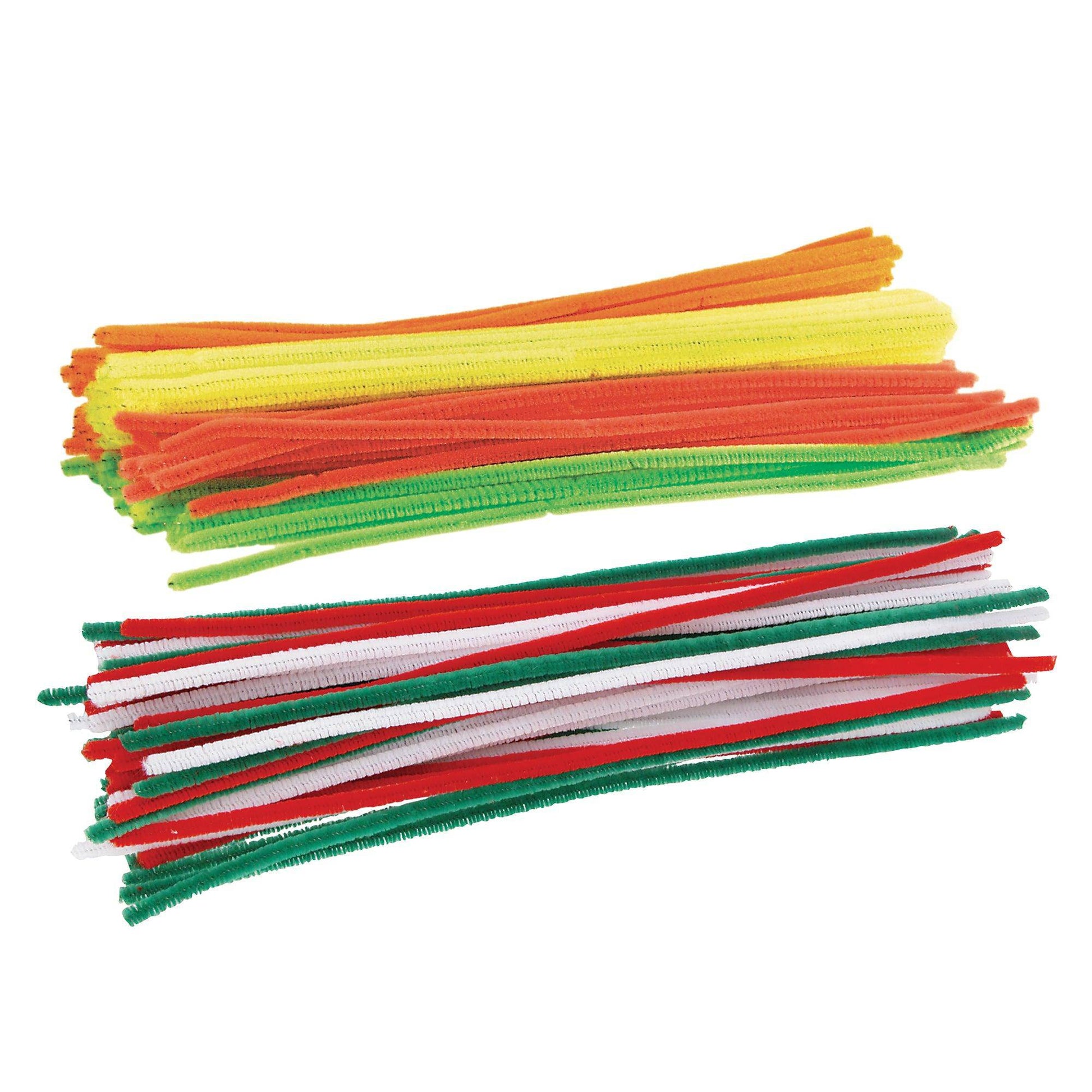 Chenille Stems Christmas Colours Pack of 100 6mm x 30cm Red Green White-1