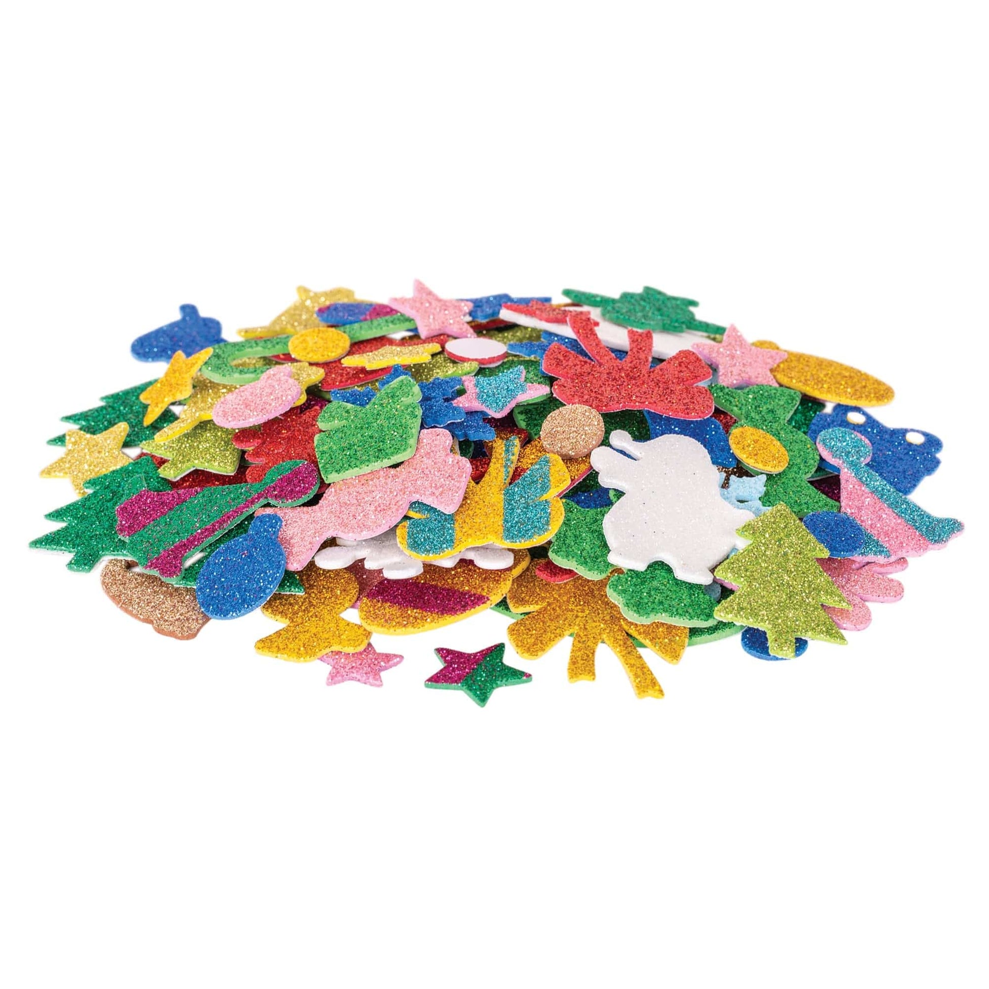 Zart EVA Christmas Adhesive Shapes Pack of 100 Glittered Peel and Stick-2