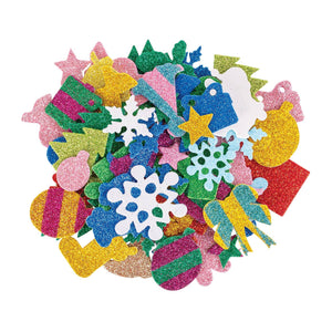 Zart EVA Christmas Adhesive Shapes Pack of 100 Glittered Peel and Stick