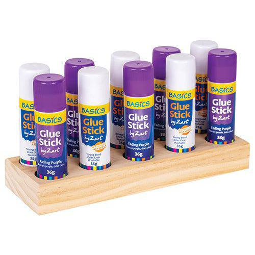 Zart wooden glue stick holder filled with purple glue sticks