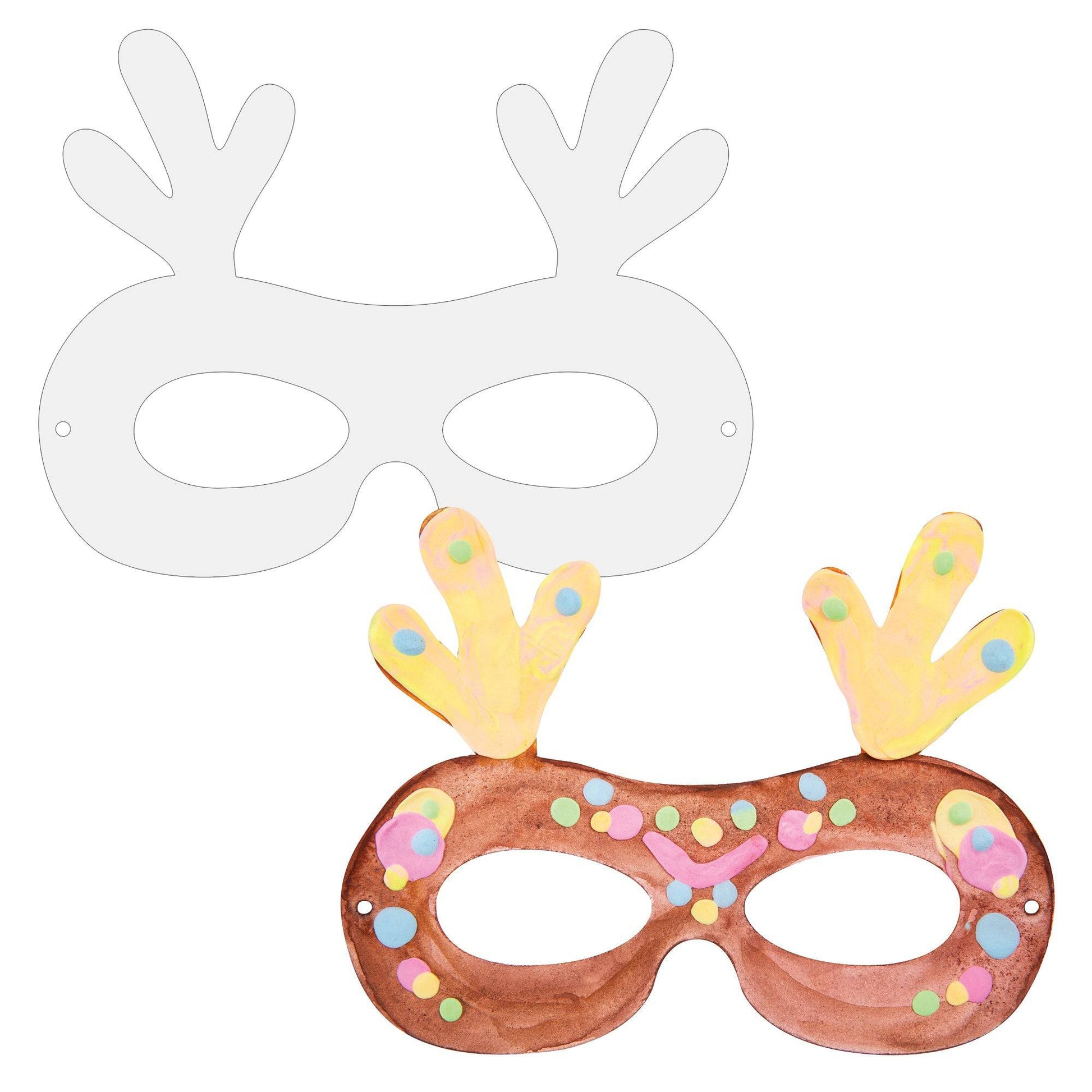 Cardboard Reindeer Face Mask Pack of 20 15 x 11.5cm Elastic Included-1
