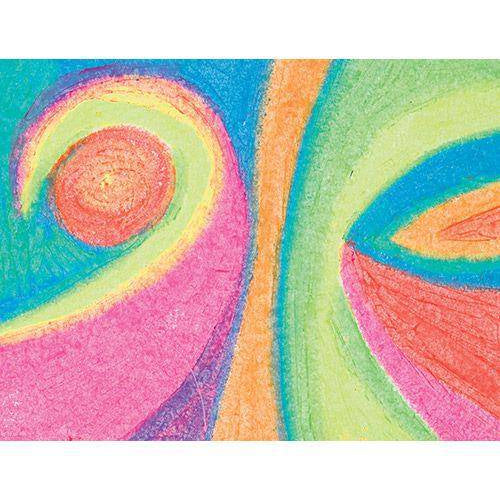 Swirling artwork drawn with fluoro oil pastels