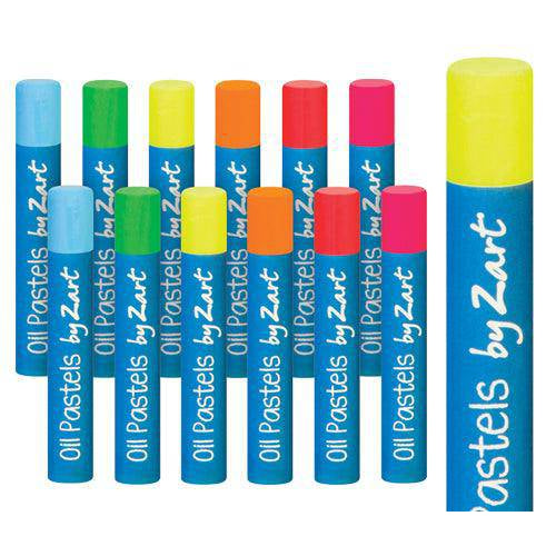 Rows of Zart Basics large oil pastels in fluoro colours