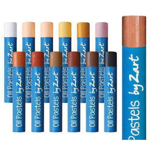 Rows of Zart Basics large oil pastels in skin tone colours